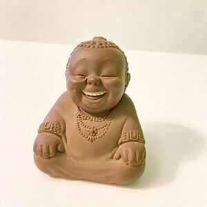 Vintage Rose Oneill Laughing Buddha Vinyl Toy 3  1/2 Inch Does Not Squeak